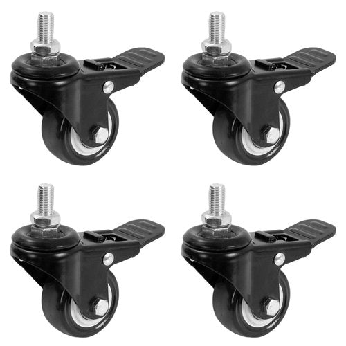 VIVO 2 inch M10 Threaded Locking Casters, Heavy Duty Replacement Wheels with Brakes, 1.5x25mm, 4 Pack Set, 360 Degree Swivel No Noise Rotation, All Floor Types, for Desk TV Stand or Cart, PT-DK-020C