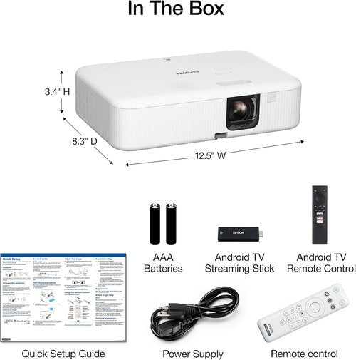Epson EpiqVision Flex CO-FH02 Full HD 1080p Smart Projector - 3000 Lumen Brightness, Android TV, Bluetooth