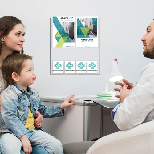 Eersida 6 Pocket Acrylic Brochure Holder Wall Mount, 21.65 x 17.72 Inches Plastic Magazine Holder Literature Multi Display Clear Pamphlet Display Flyer