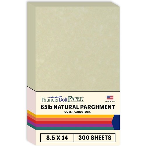 300 Natural Parchment 65lb Cover Paper Sheets 8.5X14 Inches Cardstock Weight Colored Sheets 8.5X14 Inches Legal|Menu Size - Printable Old Parchment Semblance