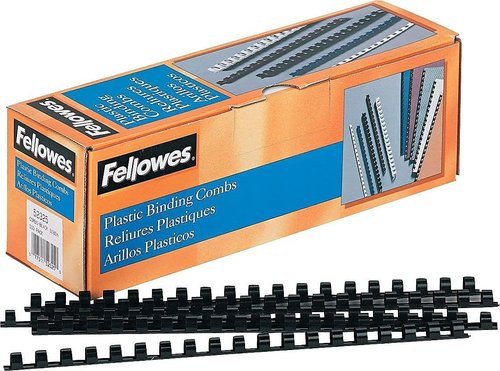 Fellowes Plastic Binding Comb - 3/8" Black | 100 Pack for Professional Document Binding