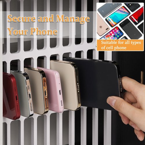 Lzttyee Cell Phone Holder Classroom 33 Slots Wooden Cell Phone Storage Cabinet Pocket Chart with Handle and Security Lock for Classroom Office (33 Grid Cabinet Black)