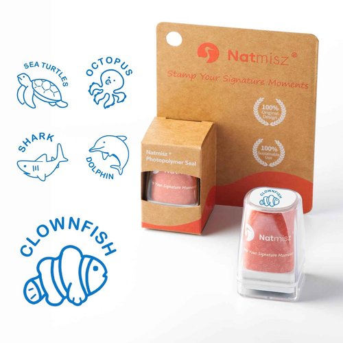 Natmisz:Marine Animal Self Inking Stamp Set - Exclusive Custom Design - Perfect for Daily Planner, Journaling Notebooks, Scuba Diving Log, Travel Hiking Camping Journal (5-Design Stamp Assortment)
