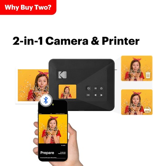 KODAK Mini Shot 3 Retro Instant Digital Camera & Photo Printer - 2-in-1 Portable, Bluetooth, Yellow