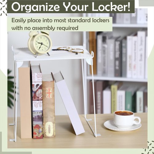 Panelee Shelf for School Collapsible Locker Organizer Stackable Metal, Organization Gym, Accessories for Standard Size Locker Work Kitchen Office Bathroom(Single Layer,White)