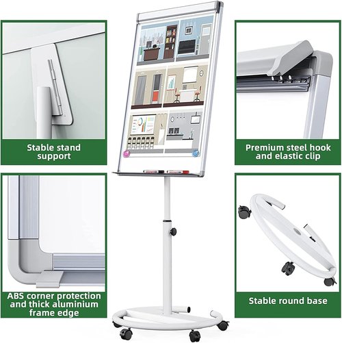 Mobile Dry Erase Board - 40x28 Inch Magnetic Whiteboard with Adjustable Stand & 25 Sheets Paper Pad