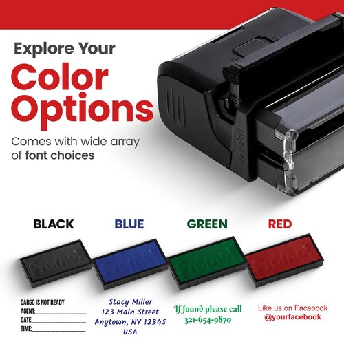 Promot Self Inking Custom Stamp - Up to 4 Lines of Personalized Text, Customized Address Stamp with Easy to Change Ink Cartridge (Medium)