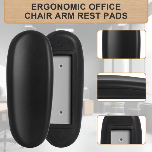 Office Chair Armrest Pads Replacement Fits Univeral Desk Chair Arms with Mounting Hole Patterns Screws, Desk Armrest Cover 4" x 10" (Pack of 2)