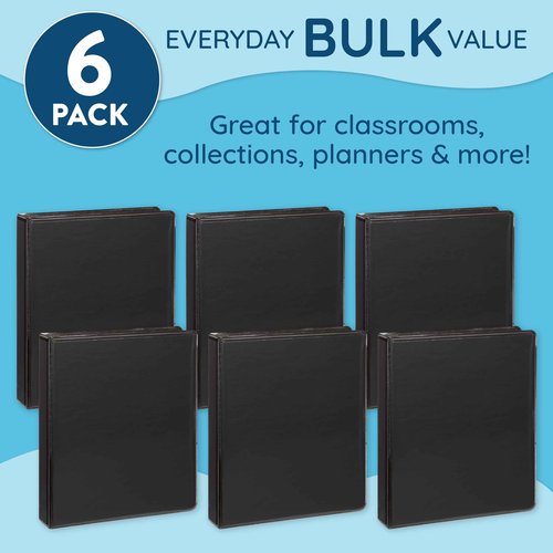 Blue Summit Supplies Mini 3-Ring Binder, Junior 1 Inch, Small 3-Ring Binder, Small Size Fits 5 1/2 x 8 1/2 Paper, Set of Mini Binders Ideal for Playbills or Planner, Black, 6 Pack