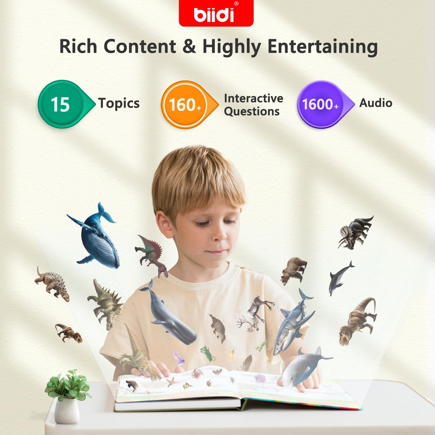 biidi English & Russian Bilingual Interactive Sound Book for Toddler 3-5,40 Songs&30 Stories,Rechargeable Talking Book,Learing Toy for Kids,Boys Girls Birthday, 1600+ Sounds,171 Animals