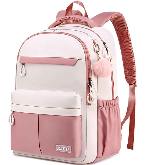 RJEU School Backpack for Teen Girls & College Students - 17.3 Inch Cute Anti-Theft Bookbag with Large Ergonomic Design, Middle High School Bag Travel Laptop Backpack