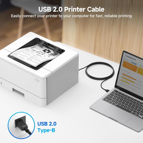 Cable Matters USB Printer Cable - 10ft USB A to B, Compatible with Printers & Scanners | Black