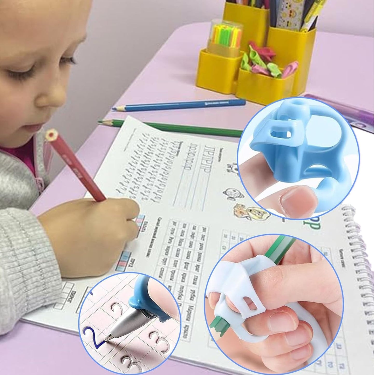 TRUSBEE Pencil Grips for Kids Handwriting, 8 Pack Pencil Grippers, Toddler Pencil Grip Pencil Holder for Kids, Finger Grips Posture Correction Writing Tool for Toddlers Preschooler Training