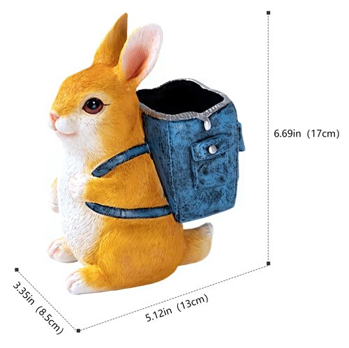 Photour Resin Rabbit Pen Holder, Pencil Holder for Desk, Unique Bunny Decor for Home Office Desk Accessories Funny Rabbit Gifts for Women, Moms or Kids