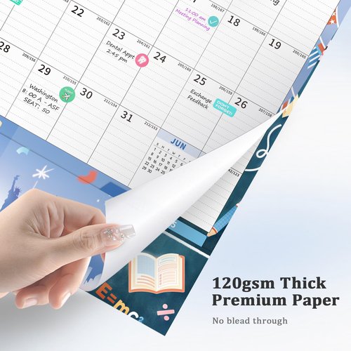 Ospelelf Calendar 2025-2026 Monthly Wall Large Planner Pad with Protective Cover Pockets Sticker for Family Fridge Office Teacher Student 17" X 12" Season