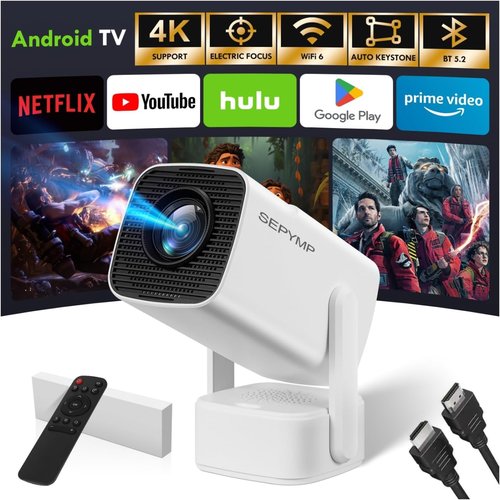 Mini Projector | 2025 Upgraded 4K & 1080P Portable Video Projector with WiFi 6 & Bluetooth 5.2