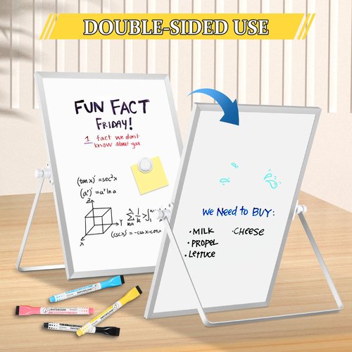 AMUSIGHT Dry Erase Magnetic White Board, 16" x 12" Double-Sided Desktop Whiteboard with Stand, Portable Small Whiteboard Set for Drawing, Office, Home, School