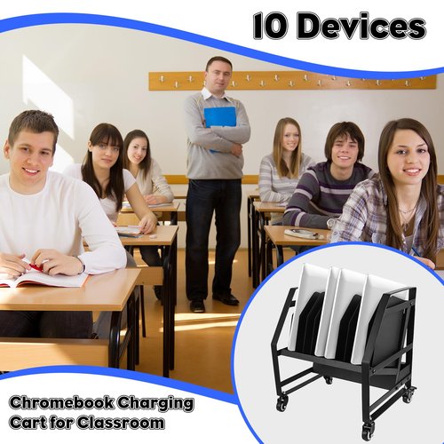 Laptop Charging Cart, Chromebook Cart,10 Device Mobile Open Charging Carts for iPads and Chromebooks and Laptop Computer