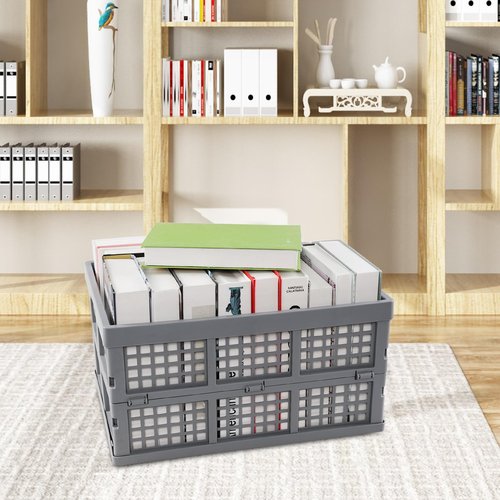 Bblina 32 L Collapsible Plastic Crate, 3-pack Foldable Storage Bin Baskets