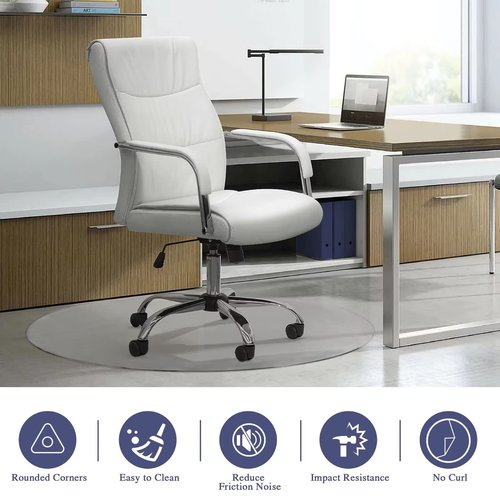 MIRUO Office Chair Mat for Carpet Tempered Glass Chair Mat Desk Chair Mat Floor Mat for Office Chair On Carpet Mat for Office Chair On Carpet (36" Round x 1/4", Transparent)
