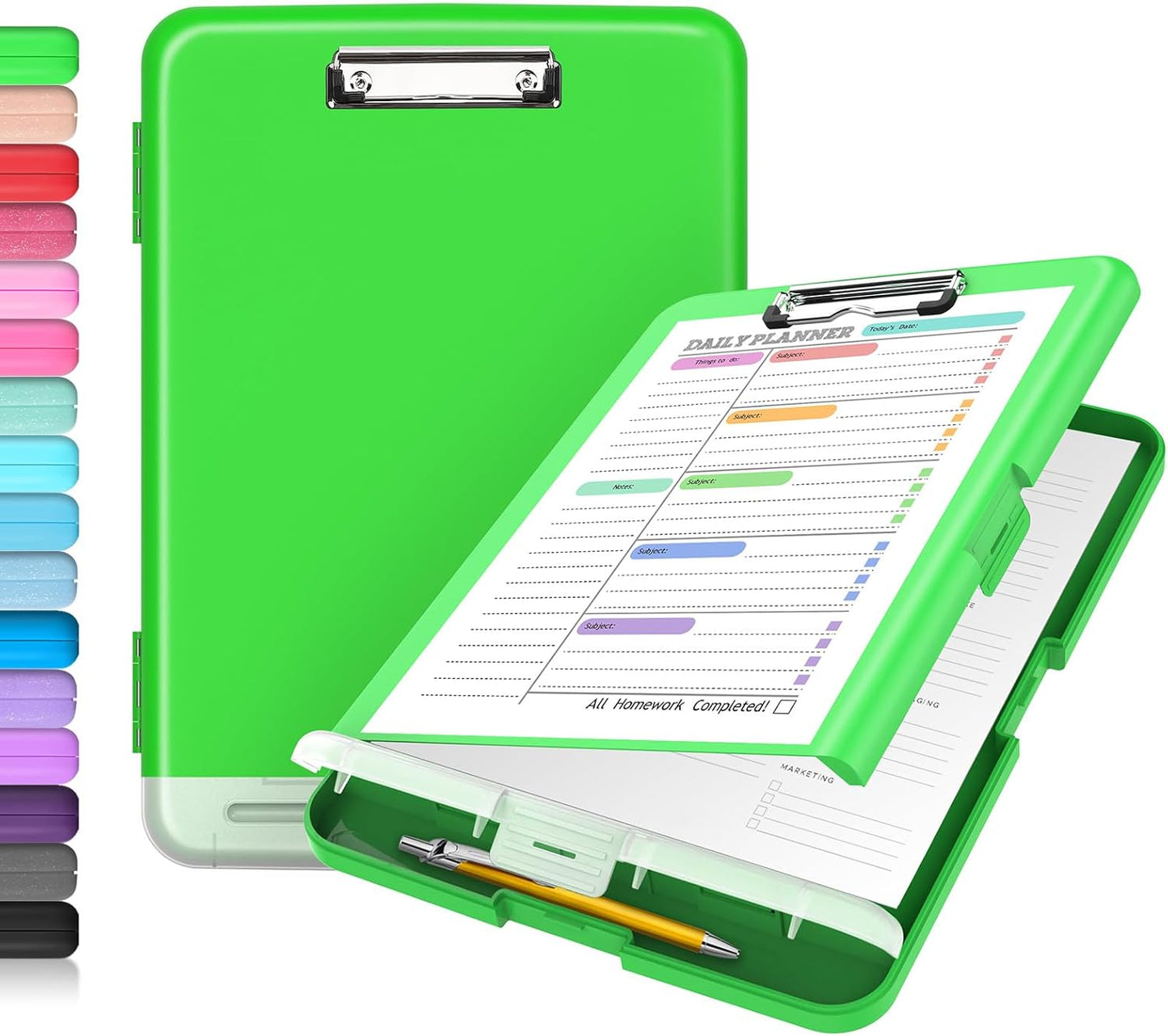 Sooez Clipboard with Storage - 8.5 x 11 Plastic Organizer with Pen Holder | Ideal for Nurses & Teachers