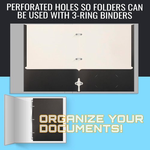 Better Office Products | Two Pocket Portfolio Folders - 50 Pack, Letter Size, Black Color