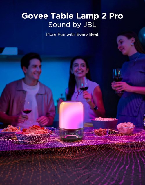 Govee Table Lamp 2 Pro - Smart Cordless Lamp with JBL Speaker | Music-Light Sync & 100+ Scene Modes