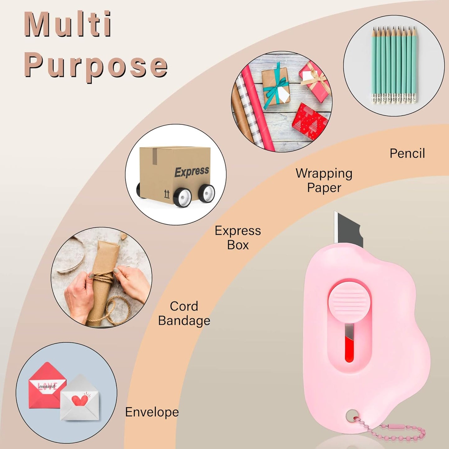 Cloud Shaped - Retractable Box Cutter Set | 6 Pack with Key Rings & Stainless Steel Blades - Safe & Portable