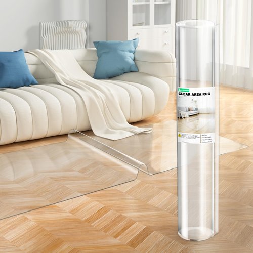 6' x 9' Office Chair Mat for Hardwood Floors, 72 x 108 in Plastic Area Rug for Living Room, 60 mil Clear Vinyl Transparent Protector, Large Floor Carpet Under Computer Desk