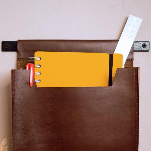 GauchoLife Leather Wall Pockets Organizer, Hanging Leather Organizer, Hanging Storage (Brown)