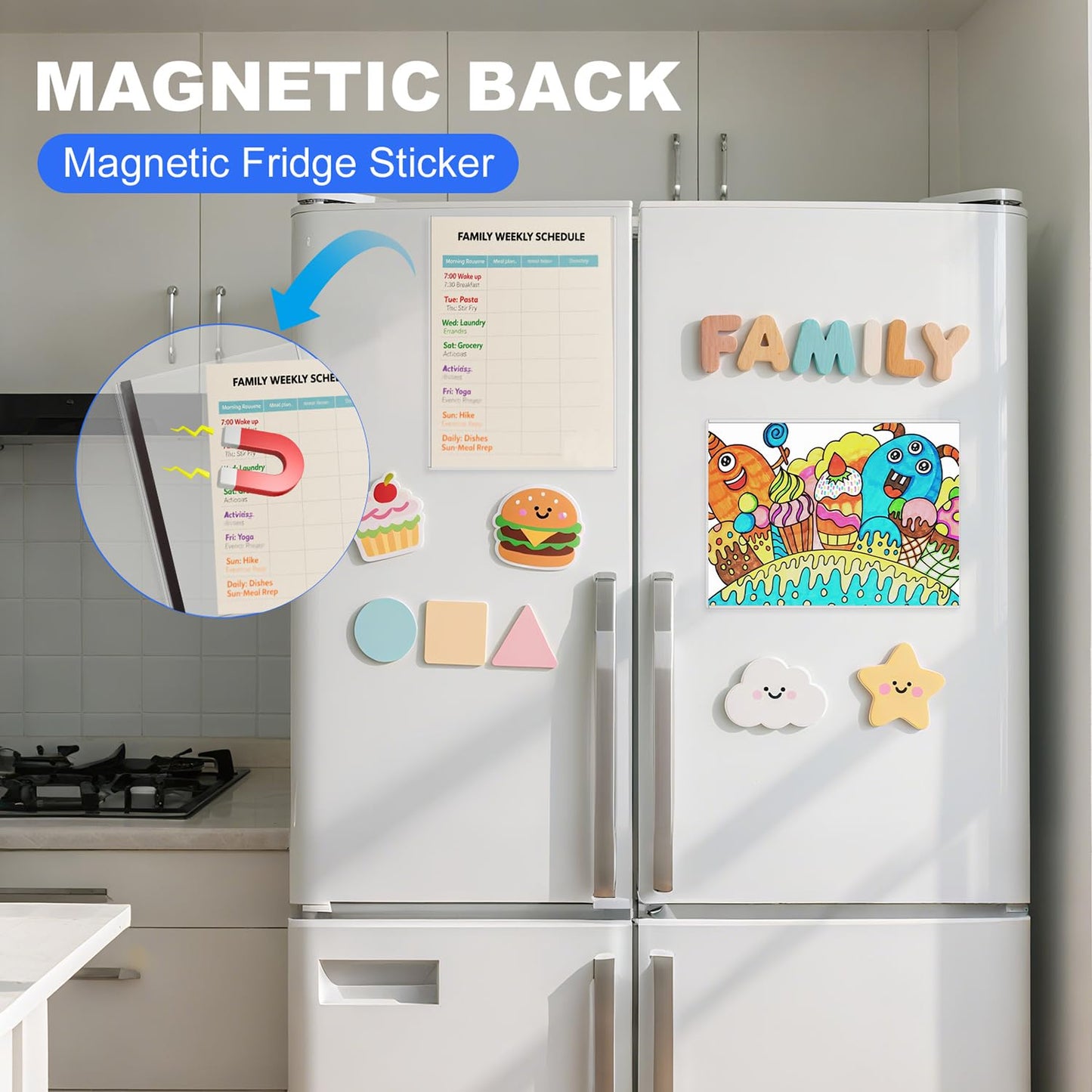 10 Pack 8.5'' x 11'' Inch Magnetic Sign Holders, Rigid Print Protectors, Paper Holder With Adhesive Tape, Plastic Document Holder For Posters Letter Paper Picture, Wall Mount Magnetic Frame for Refrigerator Window, Door, Home, Office, and Store
