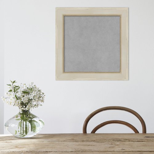 Amanti Art Cream Framed Magnetic Board 20x20 Small Vision Board for use with Magnets, 100% metal sheet to display items as office decor or for home organization in mudroom, kitchen or kids room