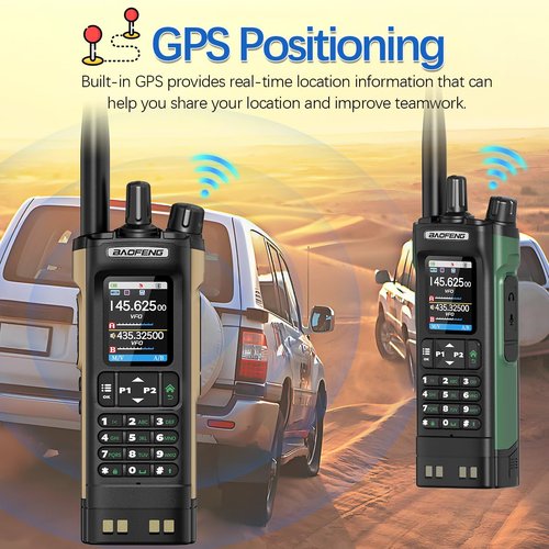 Ham Radio BAOFENG Radio UV32 Handheld 10W Rechargeable Walkie Talkies Long Range UV-32 5RM Two Way Radio NOAA Weather Radio with GPS,APP Programming Copy Frequency 2500mAh Battery USB-C Charging