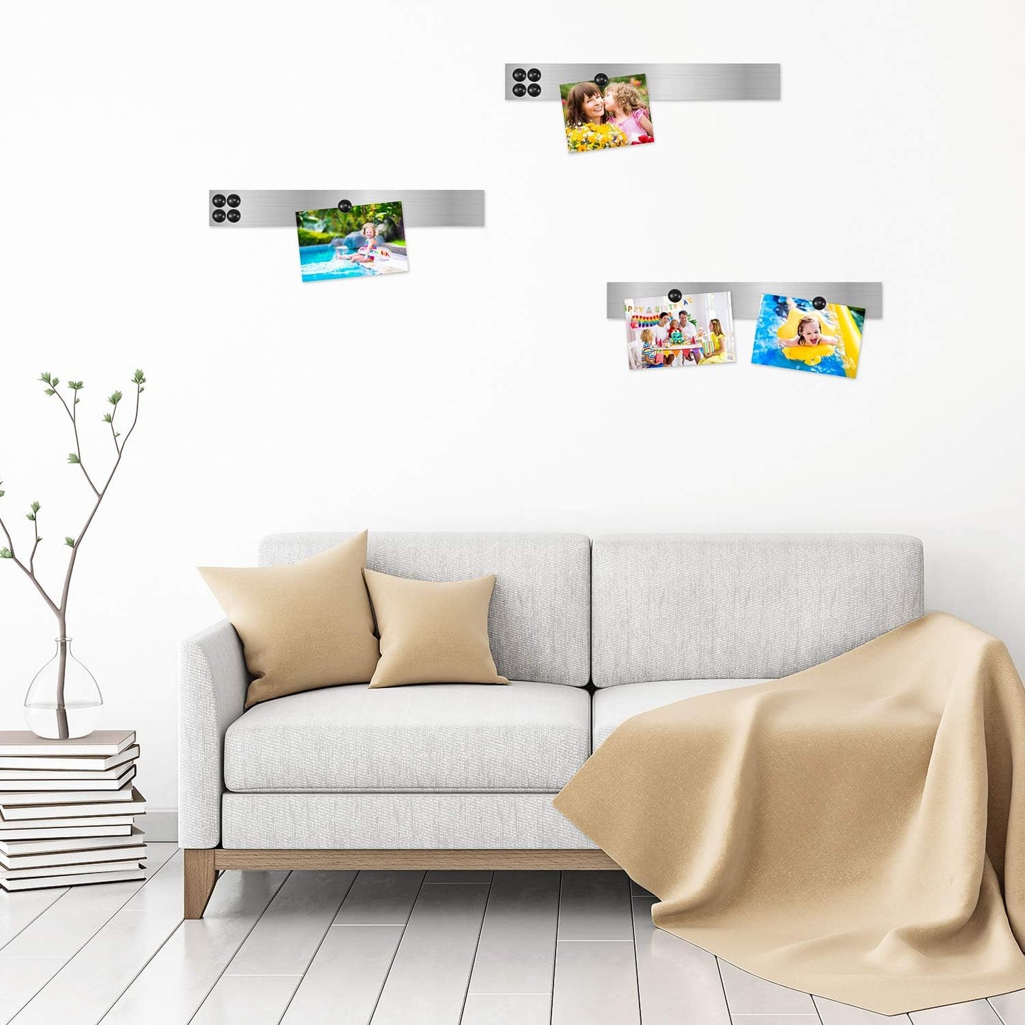 Zonon Magnetic Whiteboard Strips - 6 Pieces, 2 x 16 Inch, Adhesive Backing for Home & Office Use