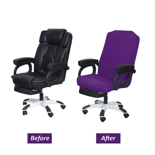 SARAFLORA Purple Office Chair Cover- Large, Removable, Durable, Stretch Fit, Zipper & Elastic, Water Resistant, for Universal Rotating Chair Desk Chair Cover High Back Chair Seat