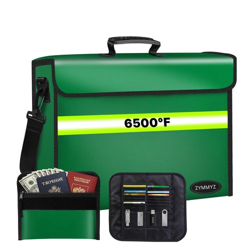 6500°F Large Fireproof Document Organizer with Lock,10 Layers Heat Insulated＆Waterproof Zipper,Removable Folder Layers/Wallet,Portable Home Travel Safe Storage for Important Documents,Files and More