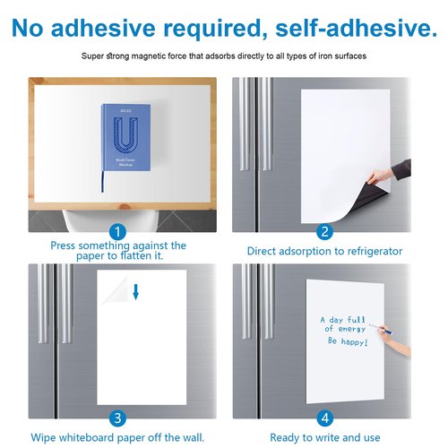 LYZZXI Magnetic Fridge White Board Paper, 24" x 36" Large Dry Erase Board Sheet for Organizer and Planner, Kitchen Refrigerator Whiteboard for Family to-do List, Includes Markers and Eraser