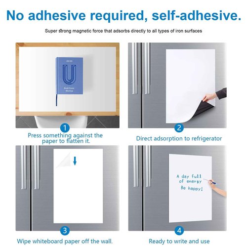 LYZZXI Magnetic Fridge White Board Paper, 36" x 48" Large Dry Erase Board Sheet for Organizer and Planner, Kitchen Refrigerator Whiteboard for Family to-do List, Includes Markers and Eraser