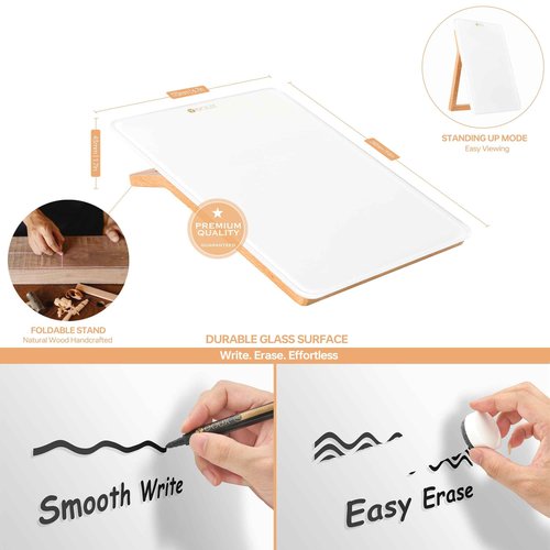 Yeoux Office Essential - Desktop Glass Whiteboard Combination
