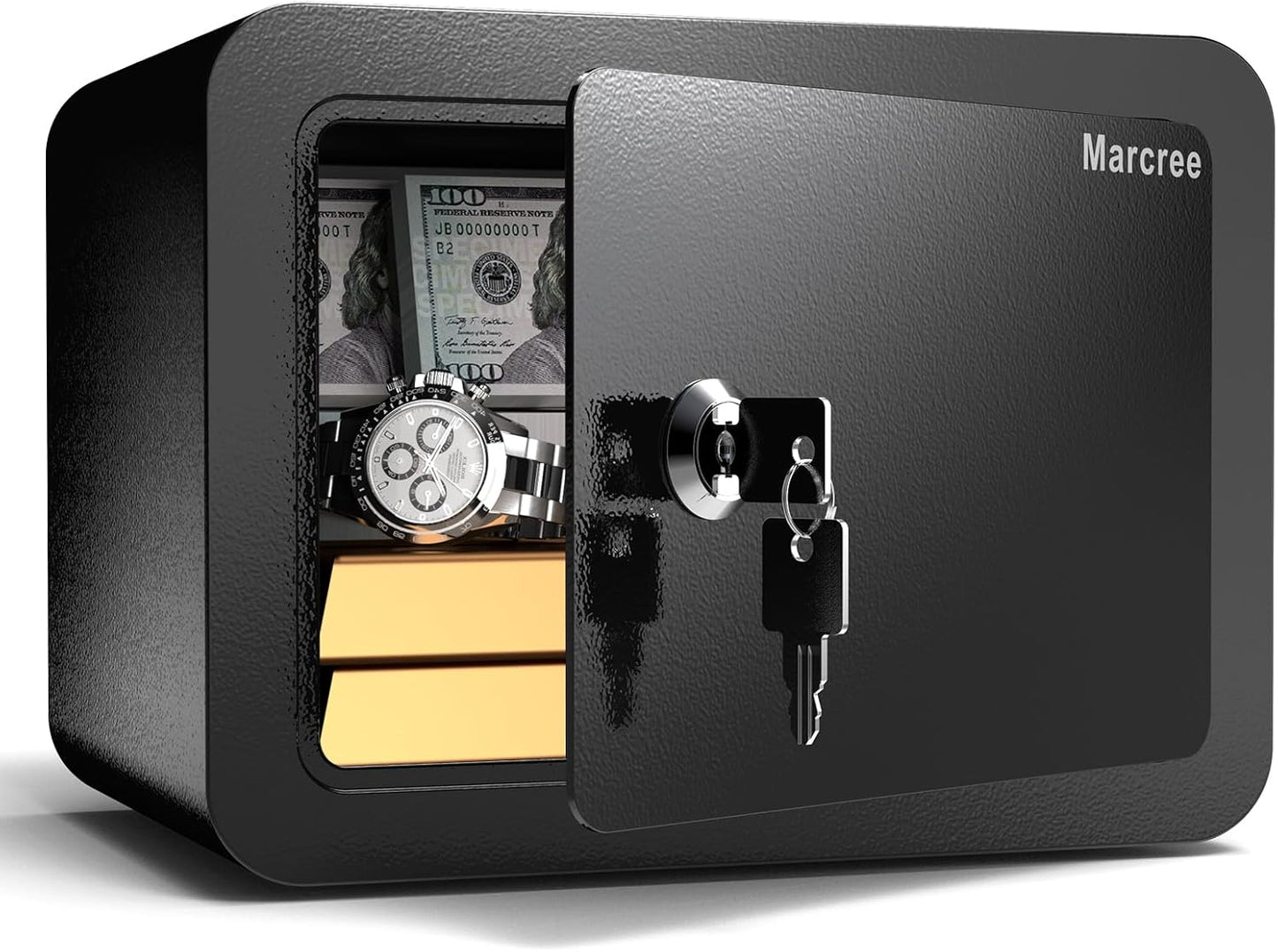 0.23 Cubic Small Safe Box for Home, Mini Safes for Kids, Pink Safe with Key, Security Cabinet Safes with Cutting-edge Bending, Lock Box with Keys for Money Cash, 6.69x 9.06x 6.69 Inches, Pink