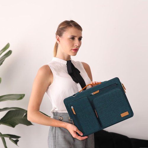 MOSISO 360 Protective Laptop Shoulder Bag - Compatible with 15-15.6 Inch MacBook Pro & More | Teal Green