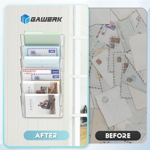 Gawerk 3 Pack Clear Acrylic Single Pocket, Plastic Hanging Wall Mount File Holder for Office Home, Clear