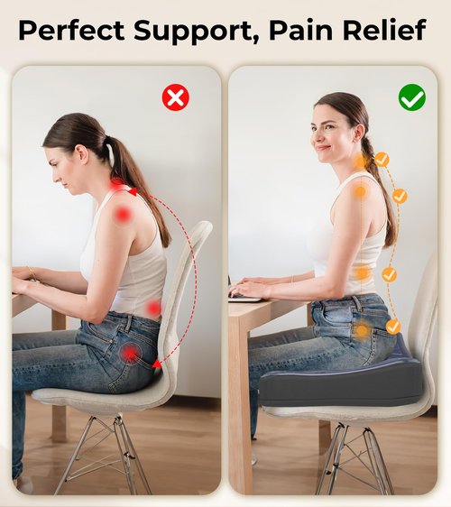Airllantry Large Seat Cushion, Dual-Layer Gel & Memory Foam Office Chair Cushion for Long Sitting, Keep Cooling & Soft 19.7 inch Seat Pad for Office Chairs