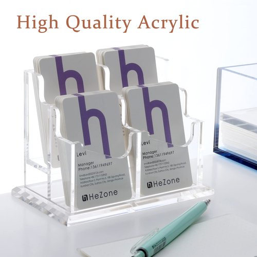 Business Card Holder Vertical Business Card Display for Desk 4 Slot Acrylic Cards Stand for Women and Men (4 Slot Vertical)