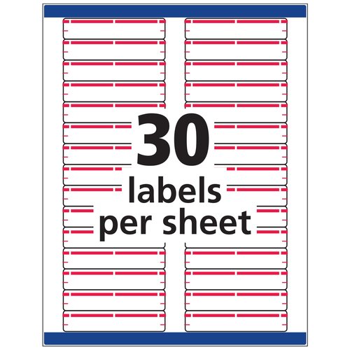 Avery TrueBlock File Folder Labels, 2/3" x 3-7/16", 1,500 Printable Labels, White/Red, Permanent (5066)
