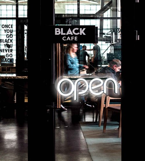 Open Signs for Business,LED Neon Open Sign,16x6 inch Lighted Sign for Restaurants Offices Retail Shops Window Storefronts,12V/1A Power Supply,with ON/OFF Switch (Horizontal White)