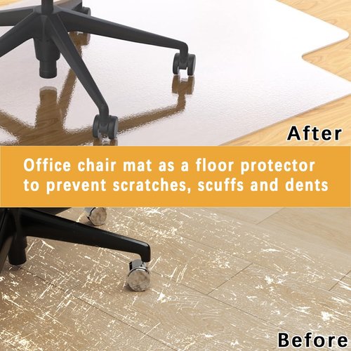 Office Chair Mat for Hardwood Floor, 36"x48" Office Floor Mat for Carpet Rolling Chair Heavy Duty Protector for Low Pile Carpet (Rectangle with Lip)