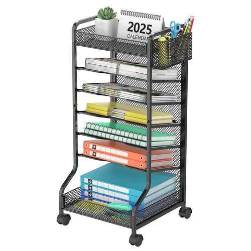 samstar Rolling File Cart,Under Desk Organizer, File Organizer beside Desk, Binder Paper Letter Storage with Wheels,for Office Supplies & Classroom Organization