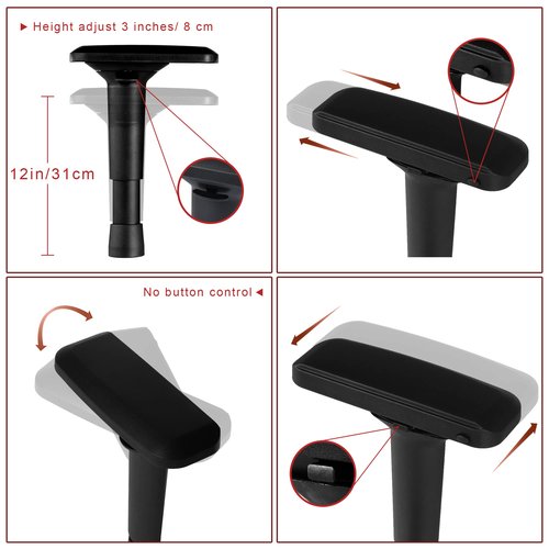 Skuehod Height Adjustable Chair Arms Armrest Pair Replacement Parts Fits Most Office Gaming Boss Chairs,4D Black