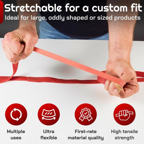IDL Packaging 92" Strong, Elastic & Flexible Rubber Bands, Pack of 12, Red - 2X Elasticity, 80% Natural Rubber - Extra Strong Mover Bands for Furniture, Boxes, Moving Blankets
